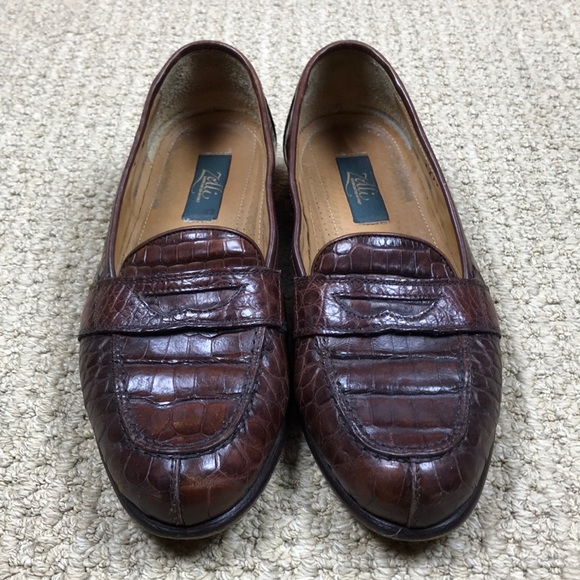 mens crocodile penny loafers